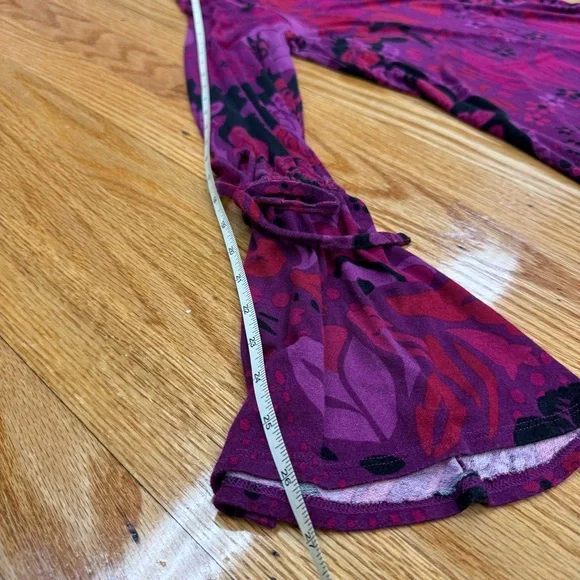 Free People Purple Floral Retro Boho Long Sleeve Retro Mod Scoop Back Dress - Picture 7 of 12